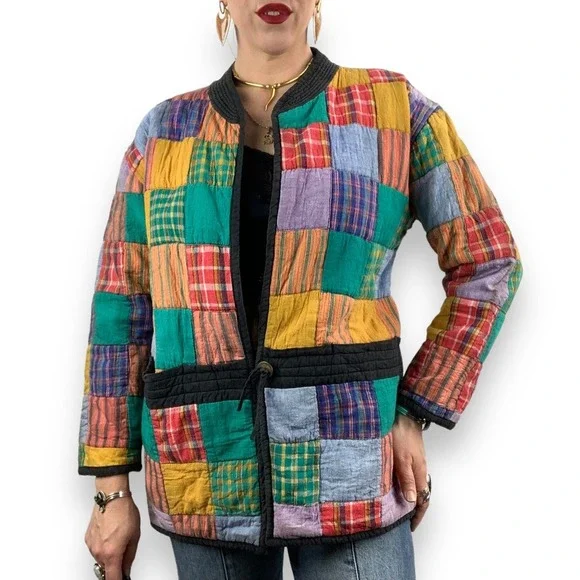 ❌SOLD❌90's patchwork color block cotton spring jacket by OSY - Picture 15 of 16